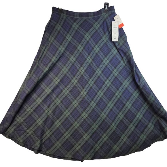 Heirloom Tartan Plaid Large Midi A-Line Wool Blend Skirt Pockets Deadstock USA - Picture 1 of 10